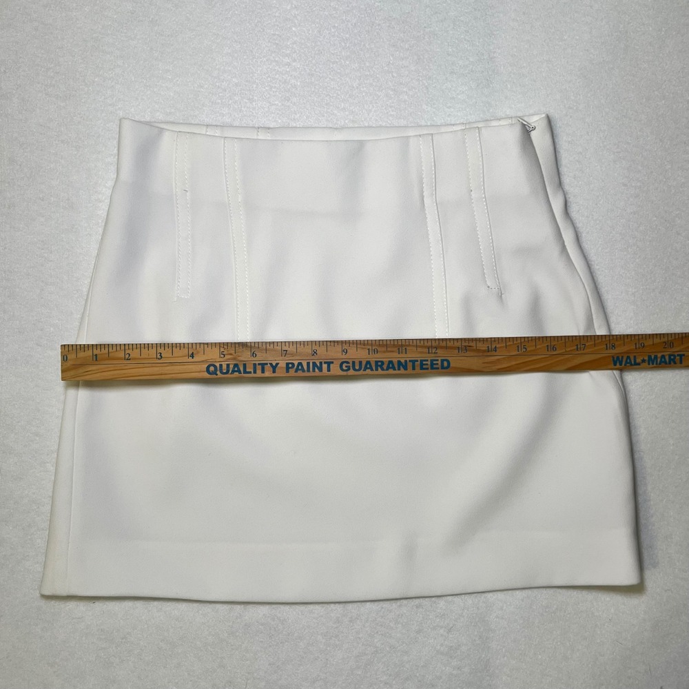 Zara White High Waisted Mini Skirt Size Small Tailored Darted A-Line Minimalist - Picture 5 of 7